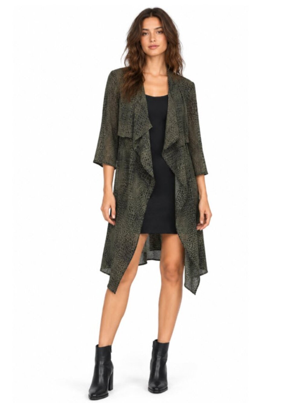 H&M Green Animal Print Open Cardigan Size 6